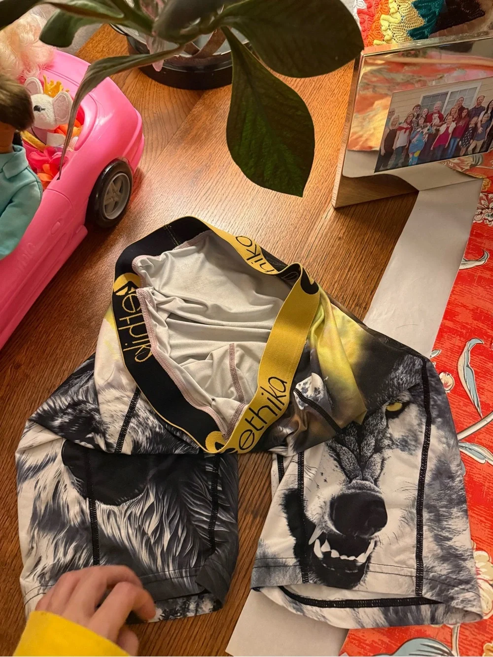 ethika Yellow & Black Wolf Graphic Boxer Briefs
